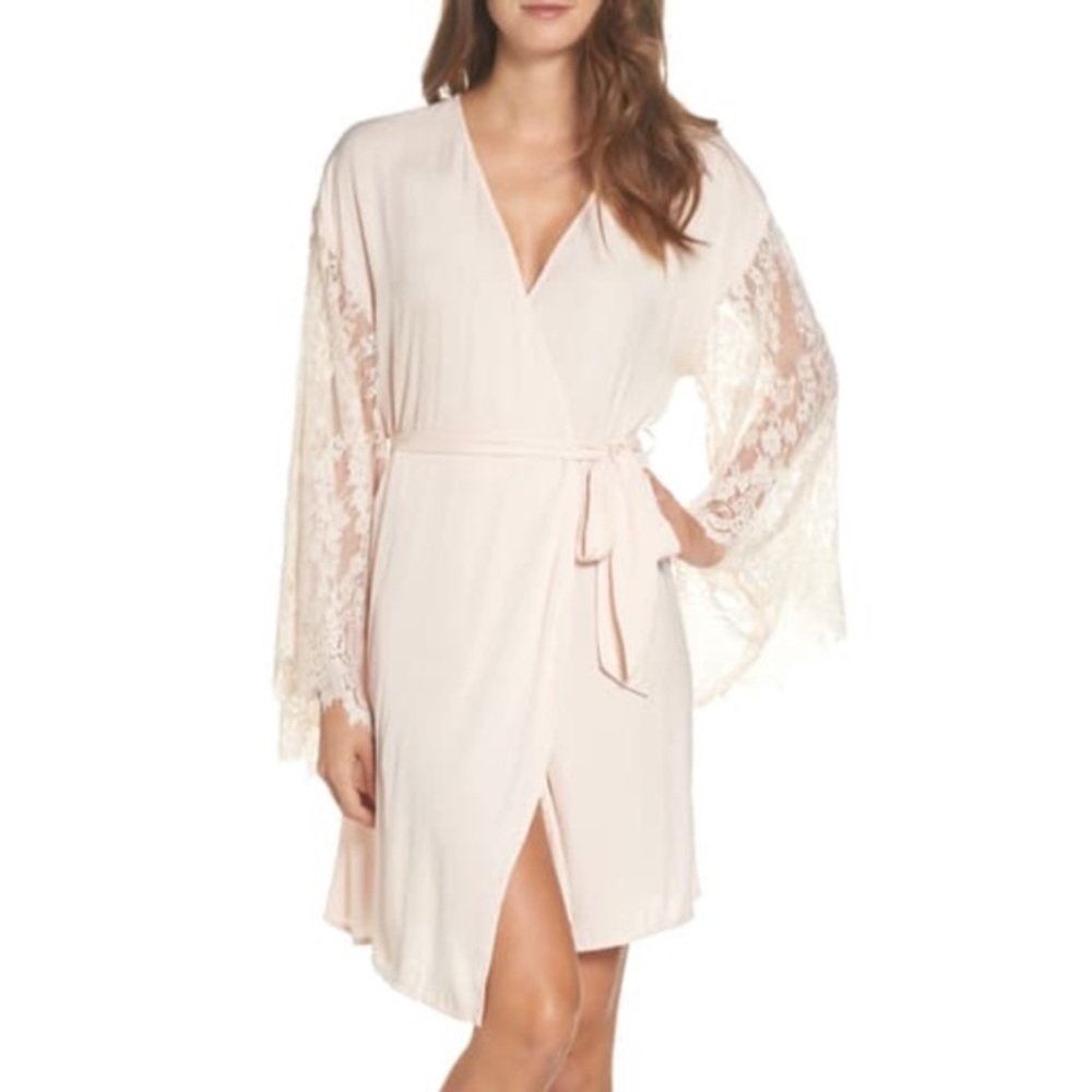 Chelsea28 Love Struck Pink Lace Trim Wrap Size Large